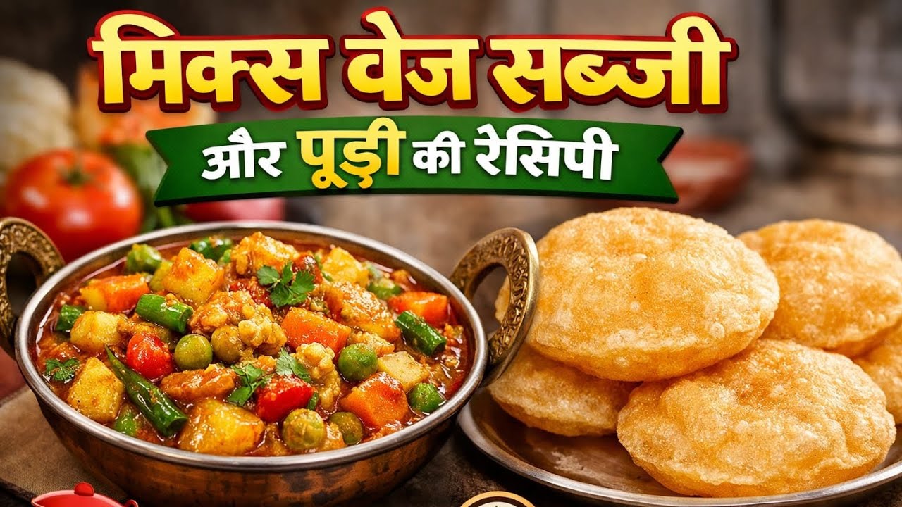 मिक्स वेज सब्जी और पूड़ी की रेसिपी 🫶🏻💓