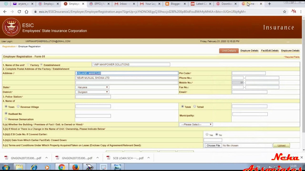 HOW TO DO  AND APPLY ESIC  REGISTRATION COMPANY/EMPLOYER CODE ONLINE WITH SELF