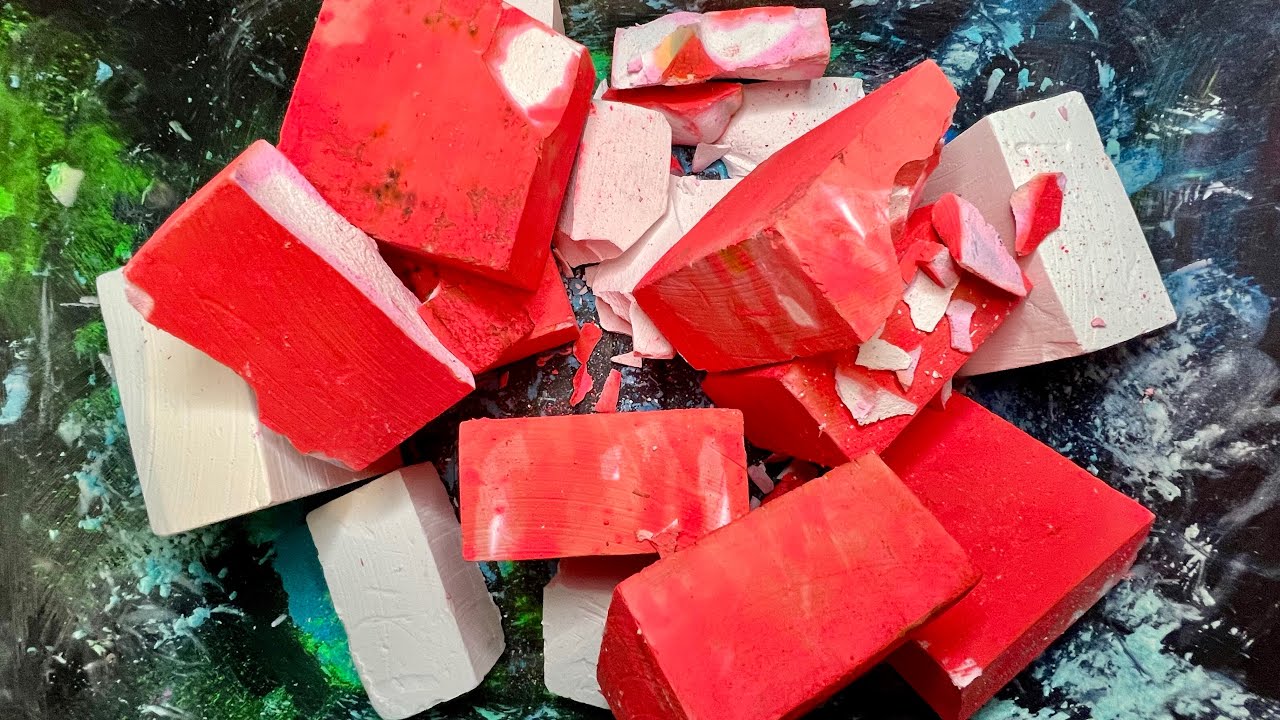 Red Week pt1❤️| 12 Crunchy Gym Chalk Blocks| | ASMR