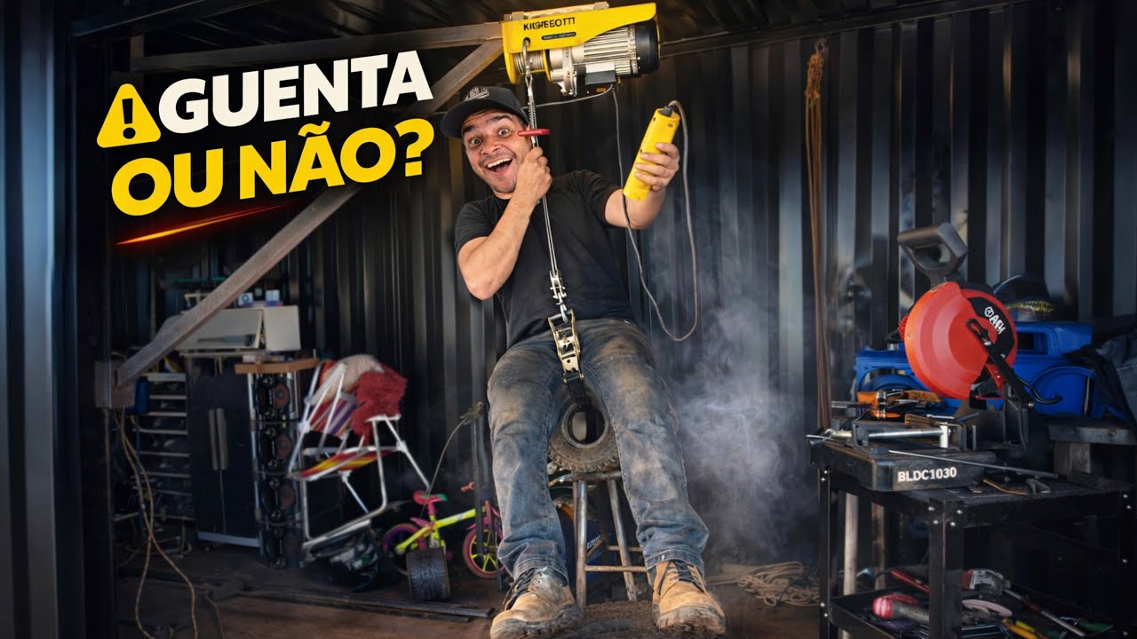 Coloquei GUINCHO Elétrico na nossa OFICINA CONTAINER | Aguenta será? 