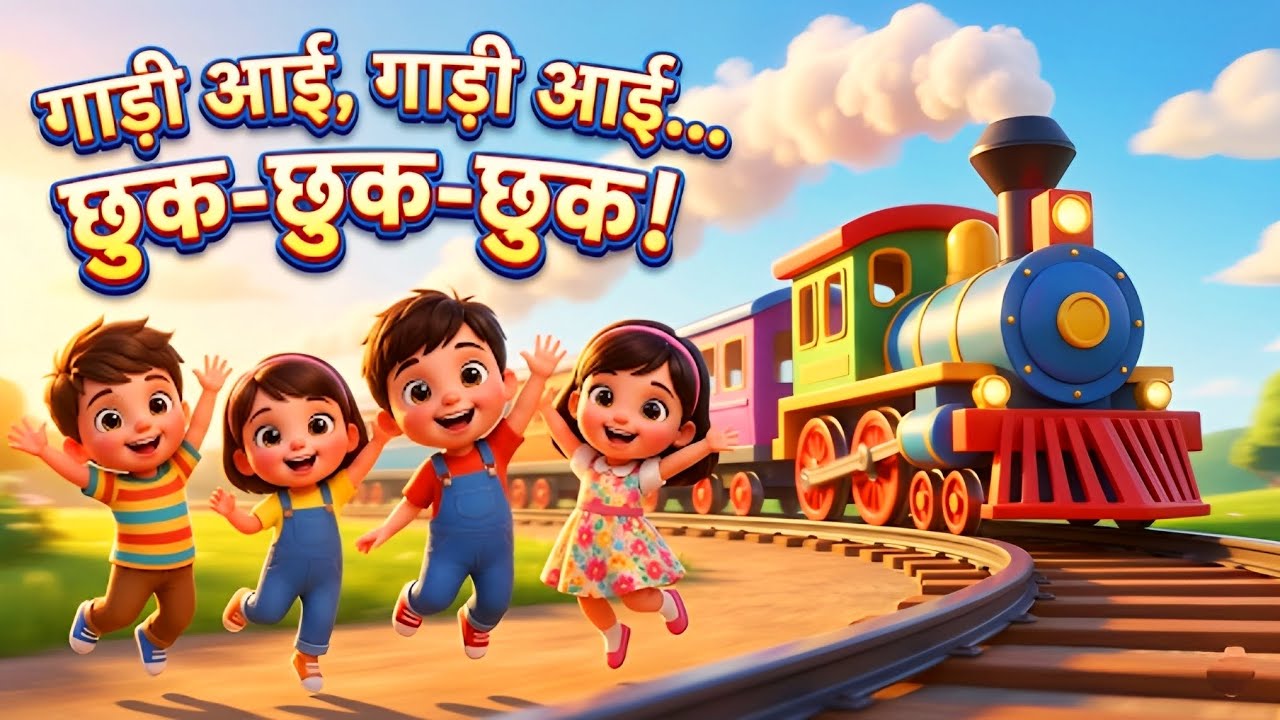 गाड़ी आयी छुक छुक - Full rhyme in Hindi | Gadi Aayi Gadi Aayi Chuk Chuk Rhyme | Kids rhyme in hindi