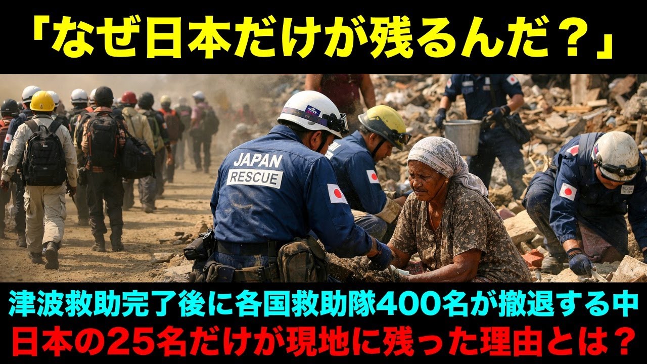 【海外の反応】「なぜ日本だけが…？」津波救助完了後もスリランカに残る日本隊25名に現地5万人が号泣した瞬間