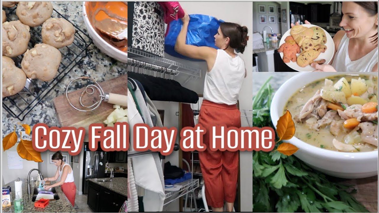 Cozy Fall Day at Home 🍂 | Apple Fritters, Chicken Noodle Soup + Closet Clean & Organize