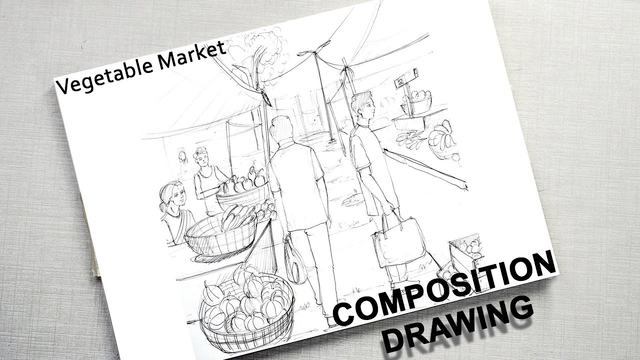 Vegetable Market Composition (Memory Drawing)