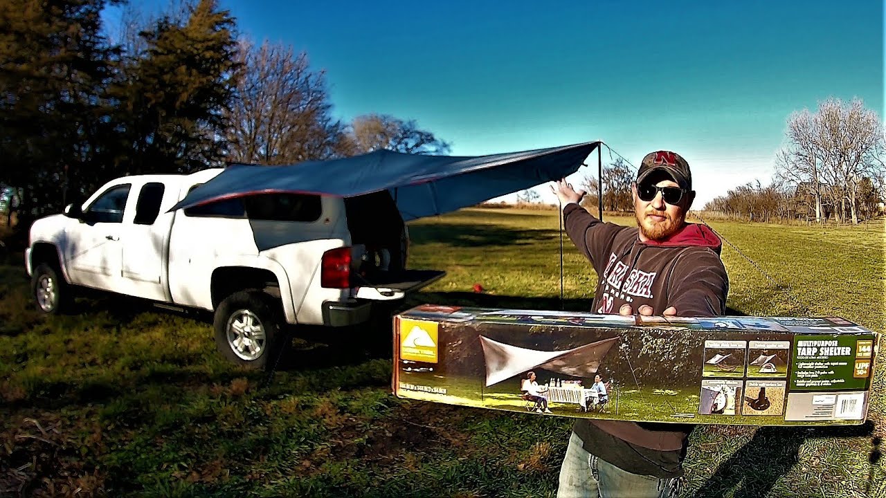 Ozark Trail Tarp Shelter Unboxing and Setup (Truck Camper Mod)