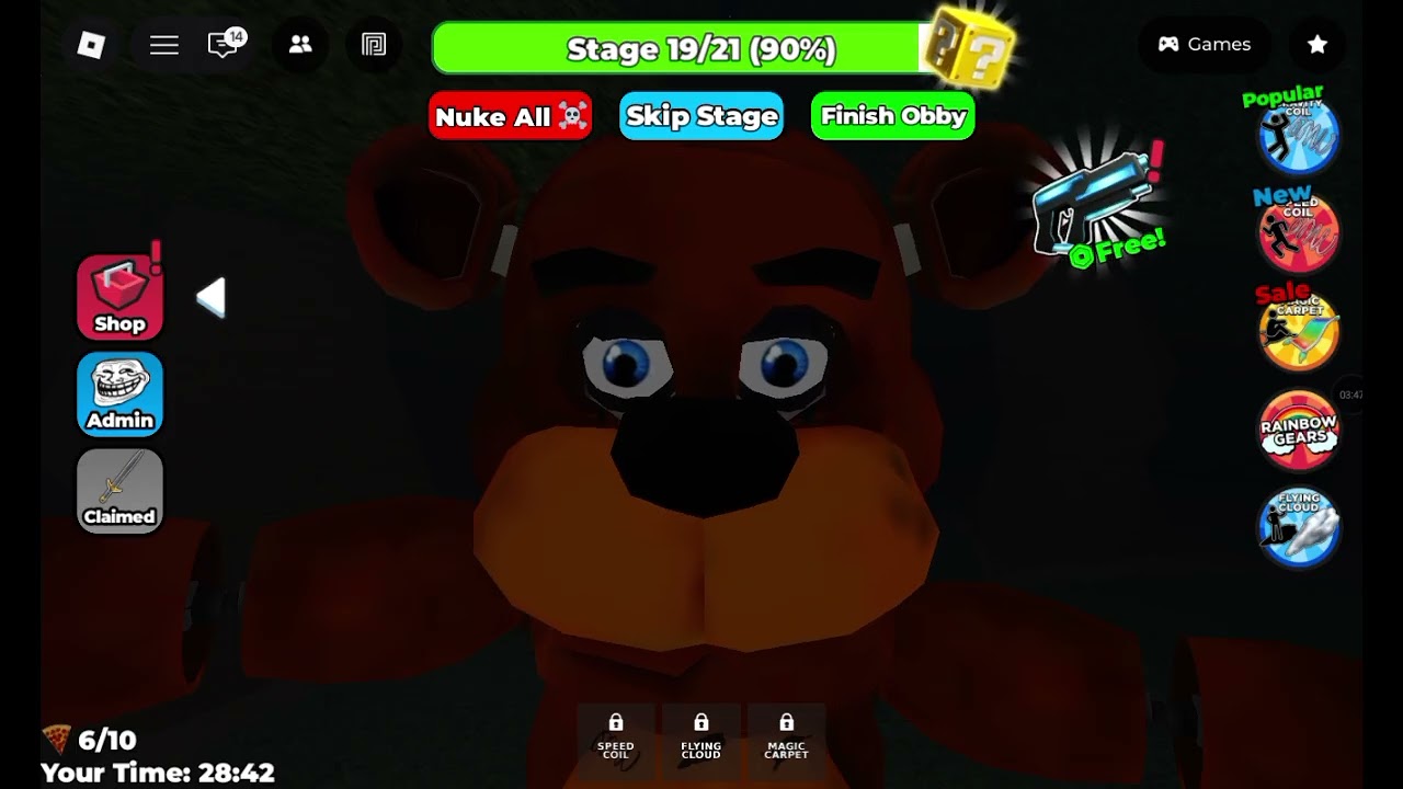 I played Freddy's Pizza Place run Obby part 3
