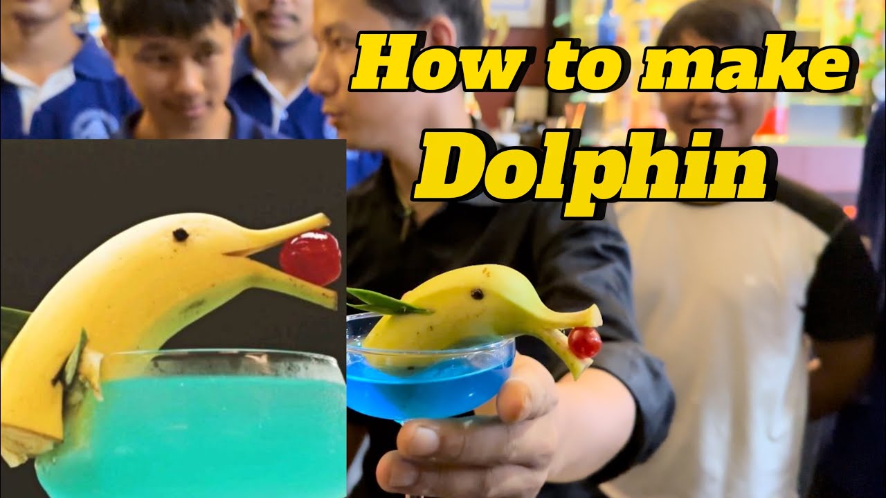 Easy Dolphin Garnish with Banana for cocktails and mocktails | kantipur hotel training center