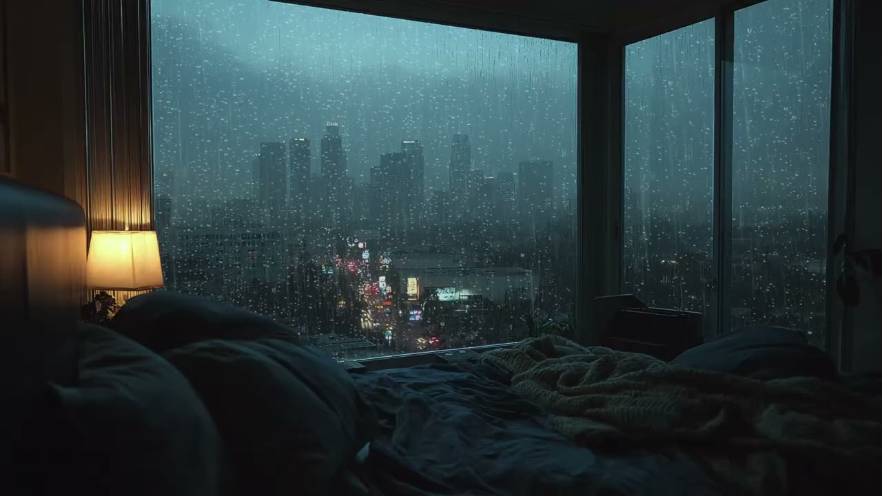 Blue Hour Evening Rain 🌧️ Cozy Backyard Atmosphere for Stress Relief & Sleep