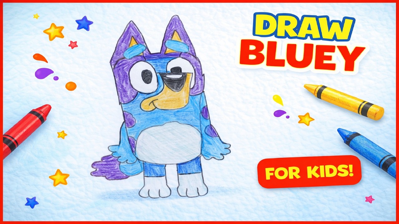 How to Draw Bluey 🐶 | Easy Step by Step Drawing Tutorial for Kids