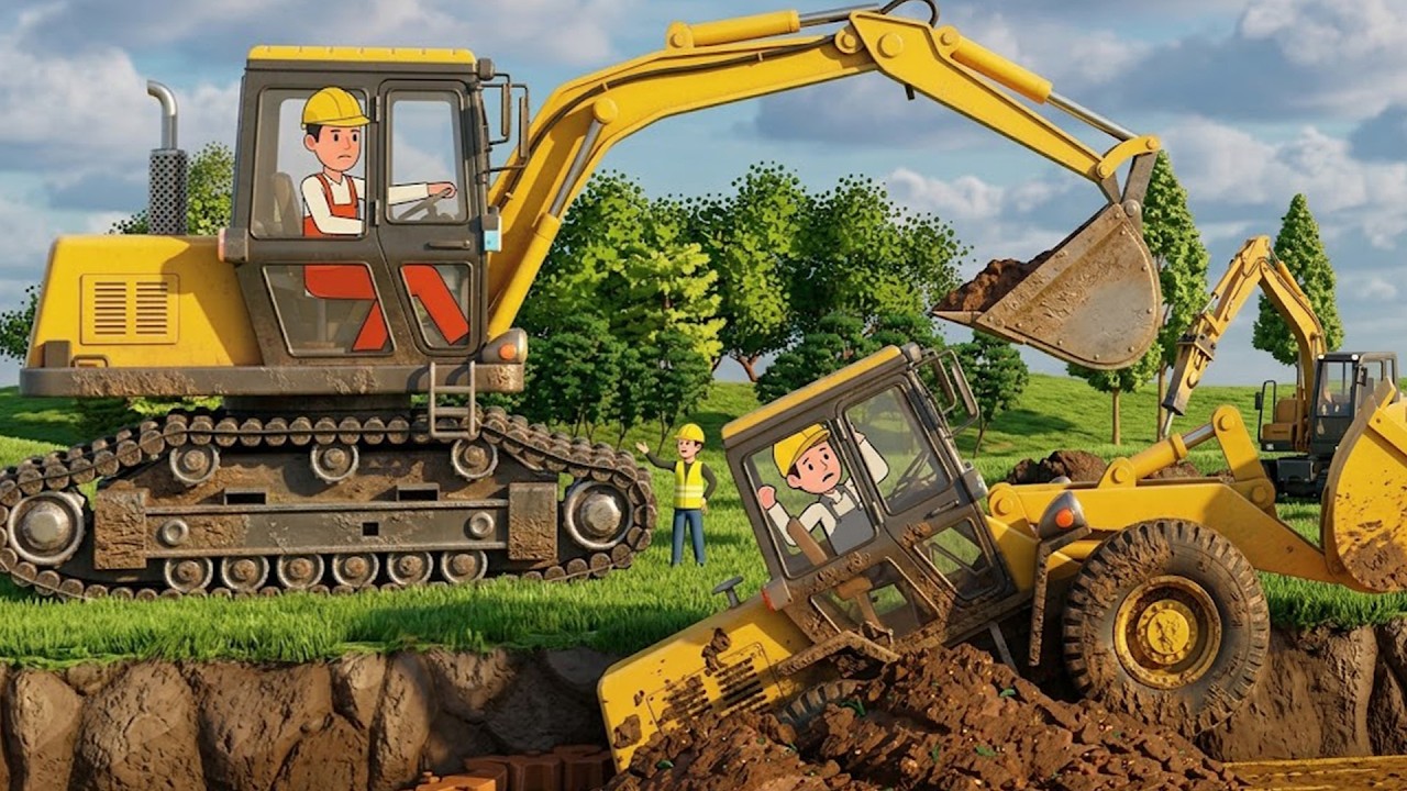 Excavator Driver Saves The Day! 🏗️💪 Epic Rescue Operation! 🚧🔥 | Vehicle Animation