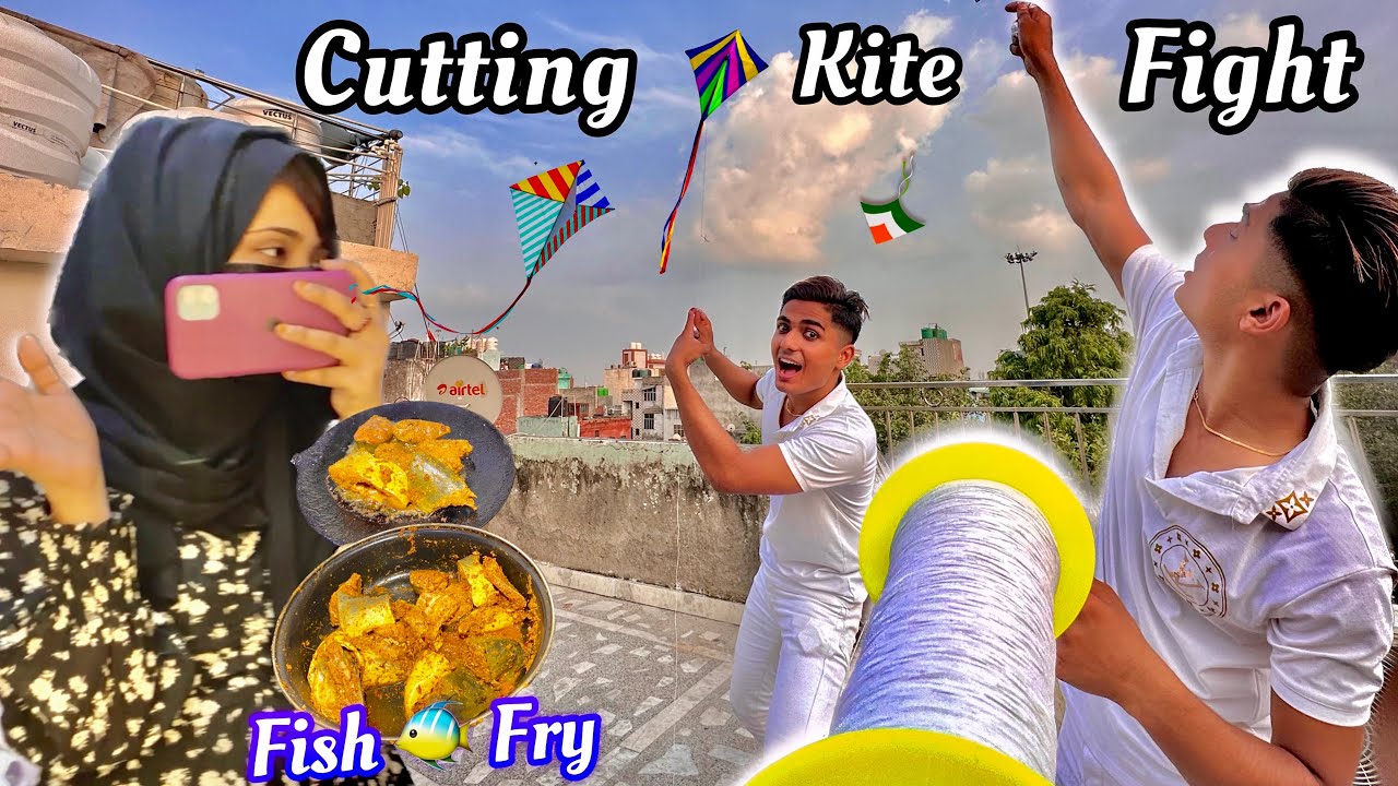 10 Kite🪁 Cutting😱 LIVE‼️ “Kite Fight” *Buying Manja* Making _Fish Roast_