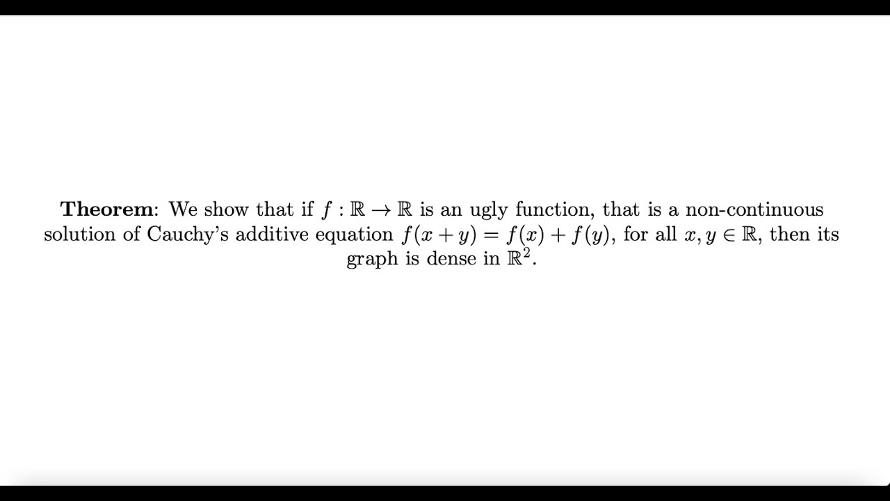 The Functional Equation f(x+y)=f(x)+f(y) and Ugly Functions