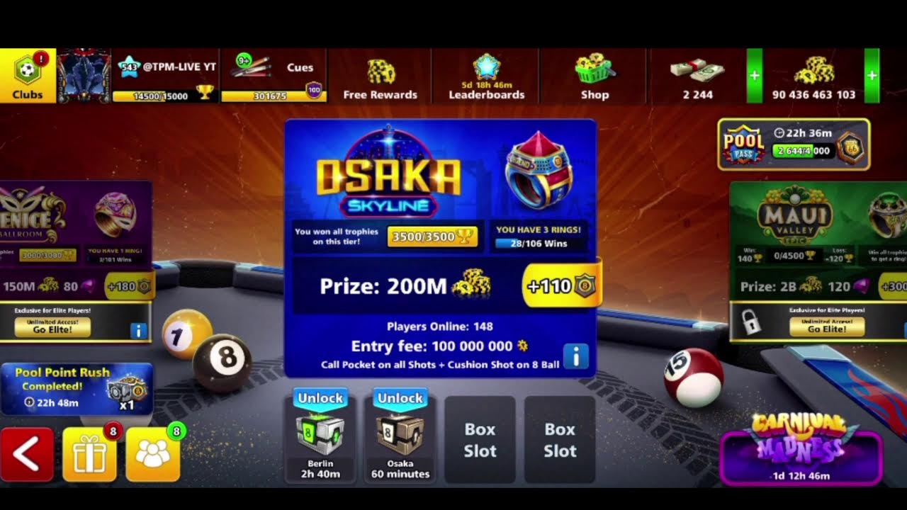 8 ball  pool trickshot on the best account