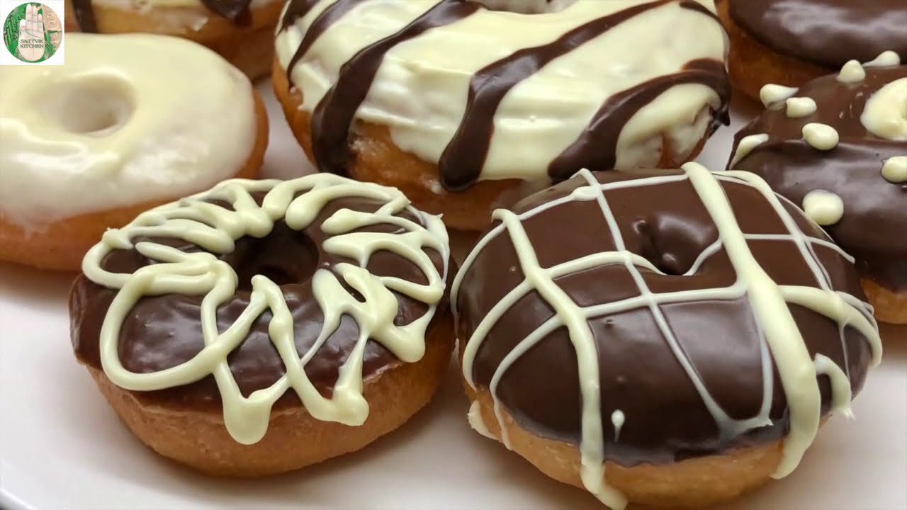 Donuts recipe | Eggless Donuts recipe Chocolates Donuts How to make donuts at home - Sattvik Kitchen