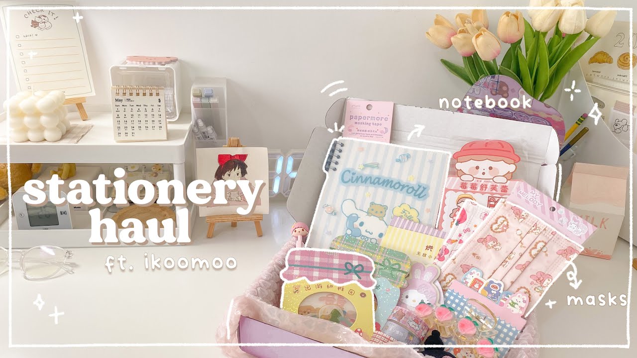 aesthetic stationery haul 🍰🌷ft. ikoomoo ♡