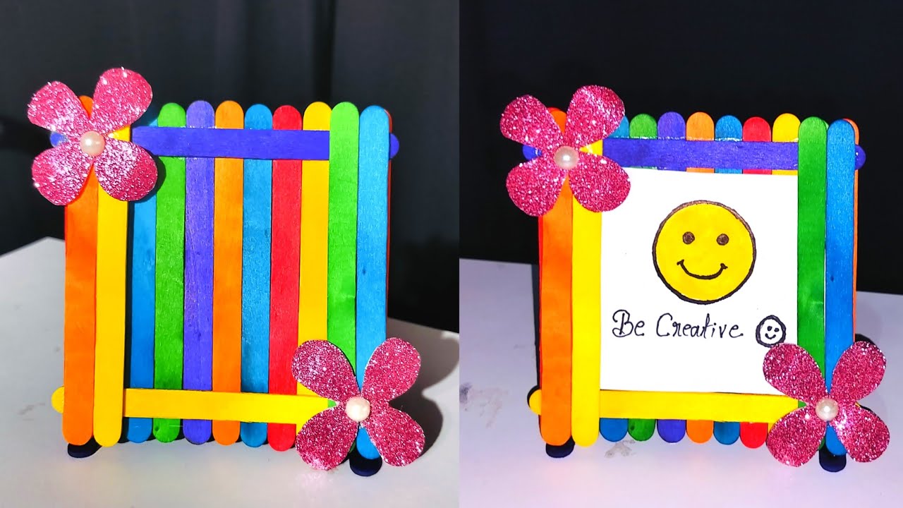 DIY photo frame with popsicle sticks | Ice cream sticks recycle idea | 