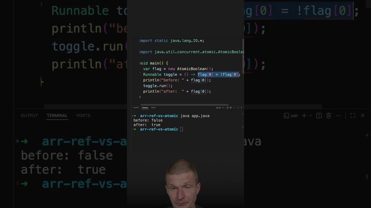 AtomicBoolean over boolean[] #java #shorts #coding #airhacks