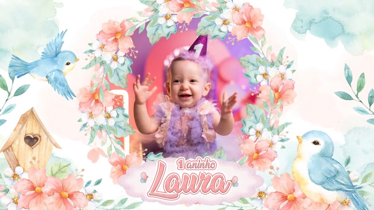 RETROSPECTIVA LAURA 1 ANO - TEMA JARDIM