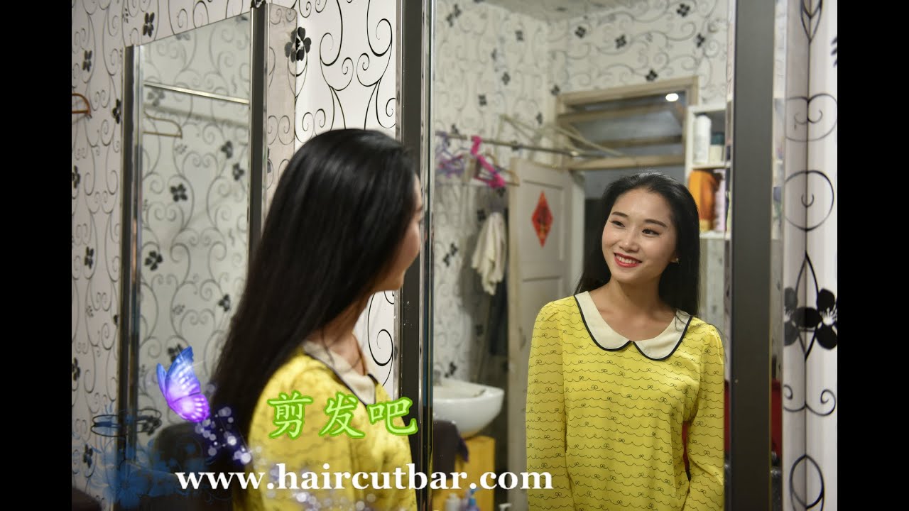 AC-BLD-062 Happy girl get long hair shave with crew cut style