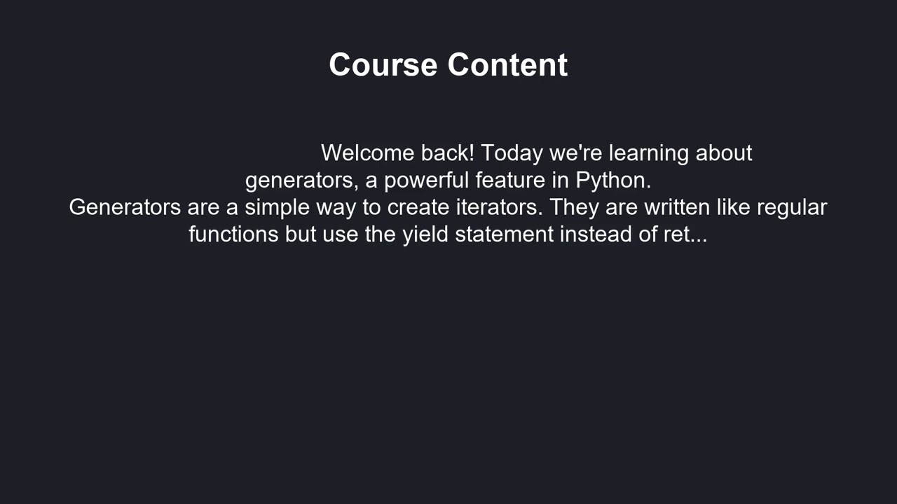 lesson 7 Generators in Python   Efficient Iteration