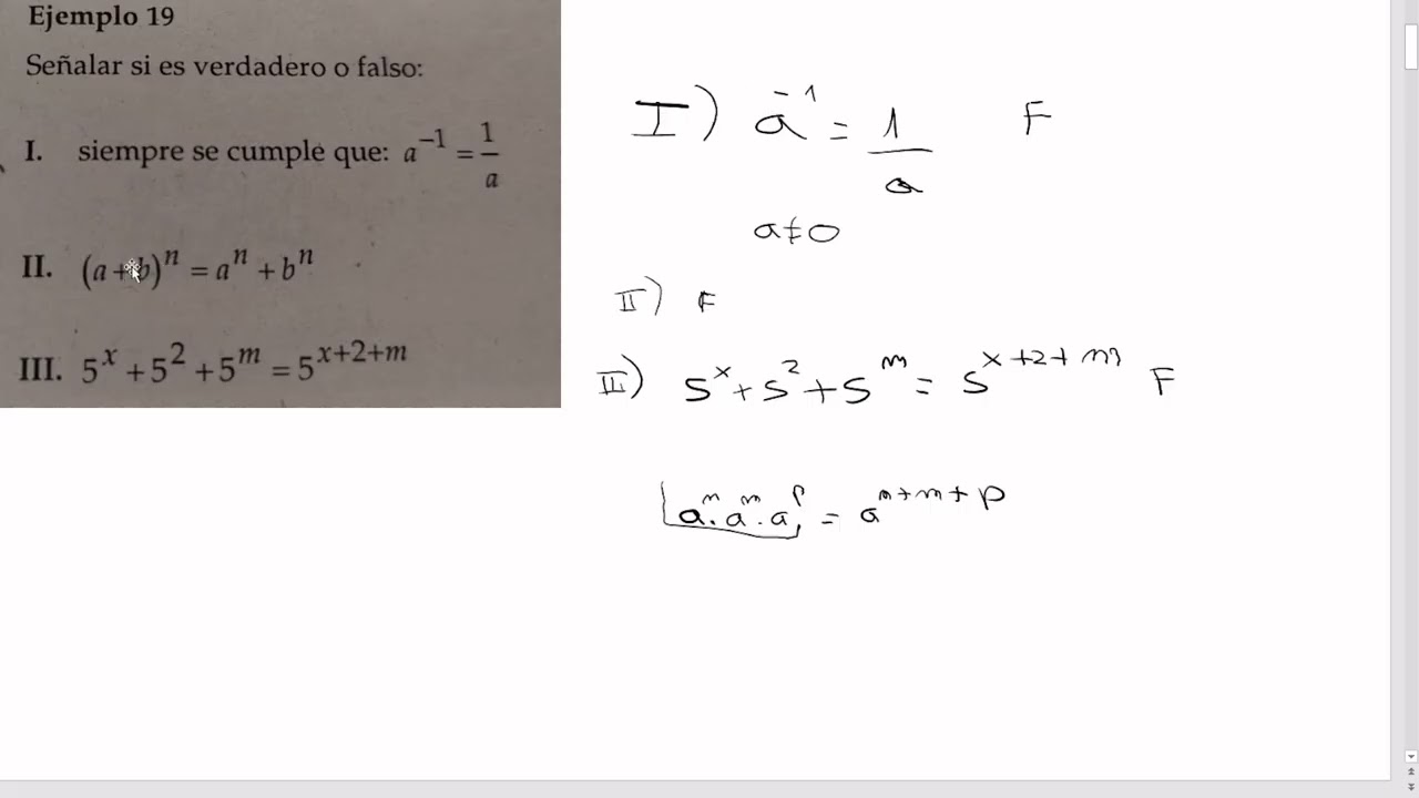 Algebra -Teoría de exponente Ejercicios 01