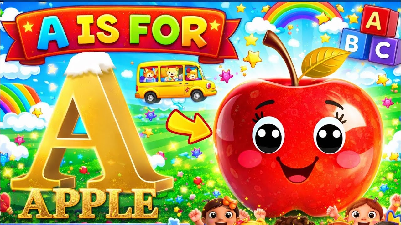 a for apple b for ball learning, a for apple rhymes with action, a for apple, nursery rhymes phonics