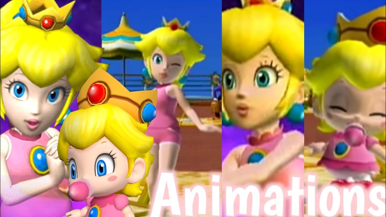 ❤️Mario Super sluggers - Peach and baby Peach animations❤️