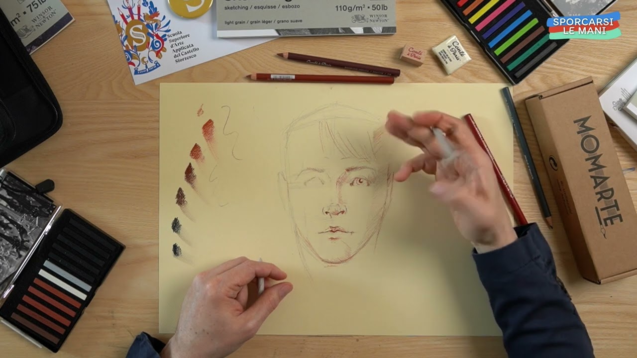 SPORCARSI LE MANI, Ep. 2 - Disegnare un volto con le sanguigne Contè à Paris. Con Maurizio Andreolli