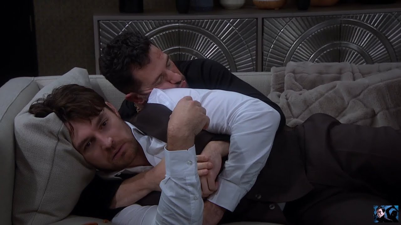 Emmerdale - Ross & Mack Wake Up Together on The Sofa