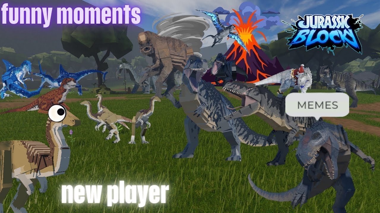 Jurassic blocky funny moments (new player)