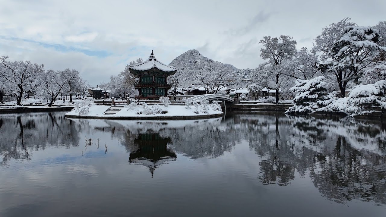 (4K)외국인들도 감동한 경복궁의 멋진 설경, 서울 첫눈 오는 날 수많은 외국인들(Gyeongbokgung Palace, the first day of snow in Seoul)