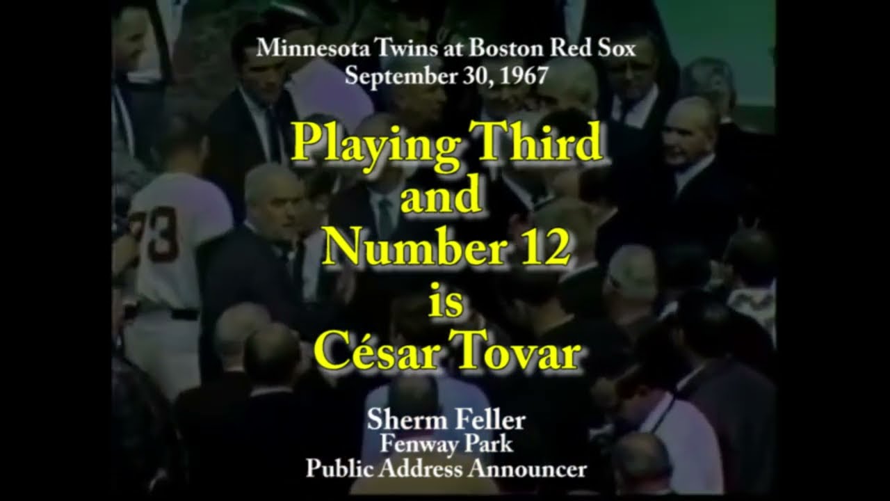 Sherm Feller - Public Address Announcer - Boston Red Sox - 1967-1993 - Rare 1967 Line-Ups