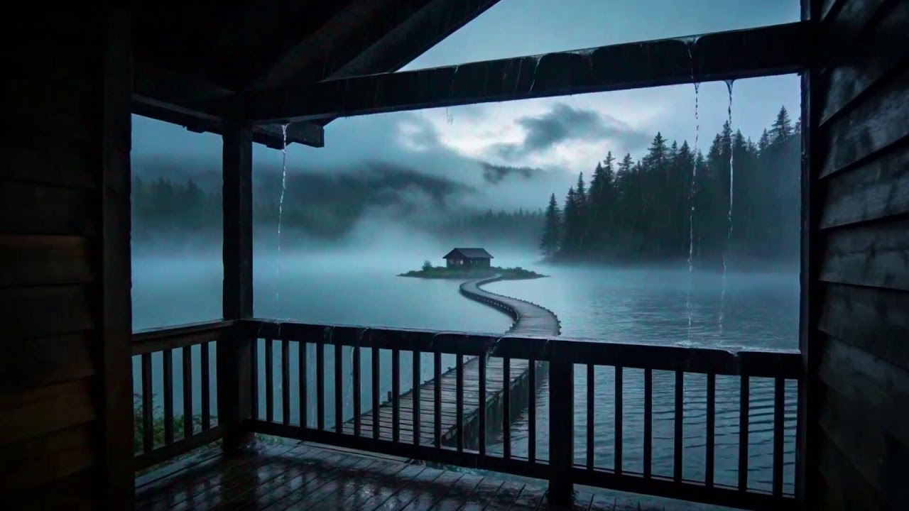 Heavy Rain and Thunderstorm Sounds 🌩️ Fall Asleep Fast in a Cozy Cabin Ambience at Night