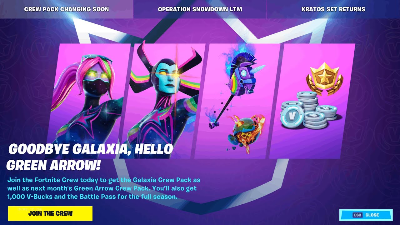 Goodbye Galaxia, Hello Green Arrow In Fortnite Crew