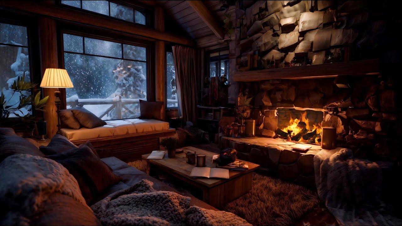 Sleep in a Snowy Cabin | Fireplace Sounds for Deep Sleep (No Ads)