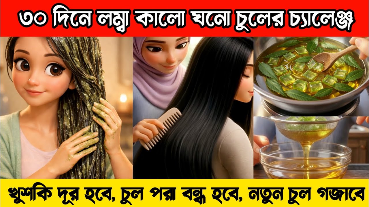 ৩০ দিনে লম্বা ও ঘন চুলের চ্যালেঞ্জ | মুসলিম নারীর প্রাকৃতিক হেয়ার কেয়ার রুটিন