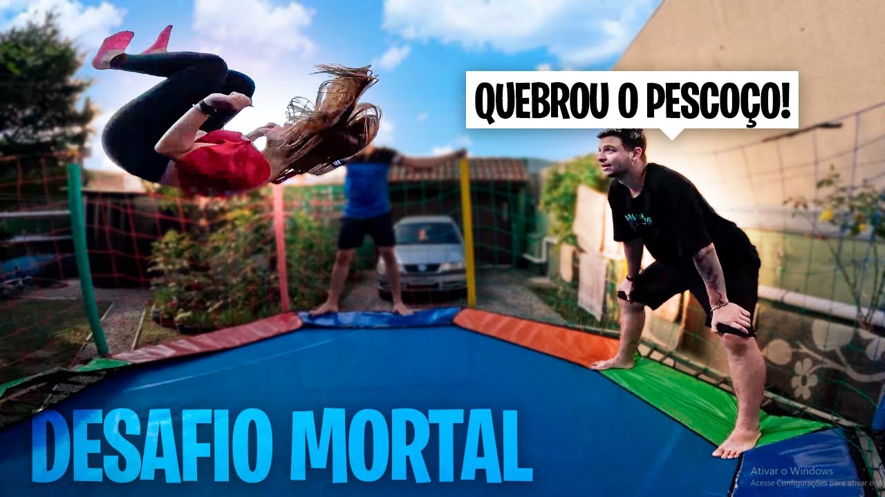 MINHA NAMORADA QUASE QUEBROU O PESCOÇO NO DESAFIO DO MORTAL!