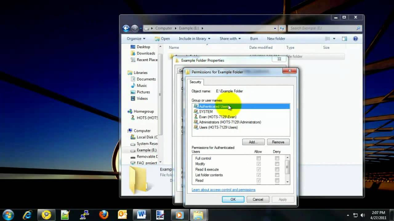 Windows 7: изменение разрешений для файлов и папок