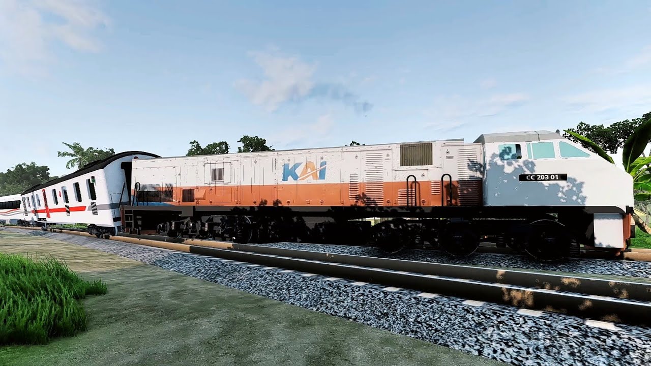Ilustrasi KA Pandalungan anjlok, game Beamng Drive