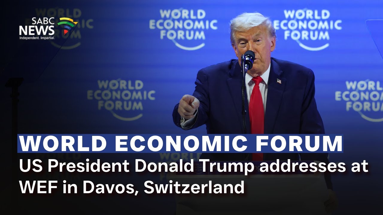 US President Donald Trump addresses at WEF in Davos, Switzerland