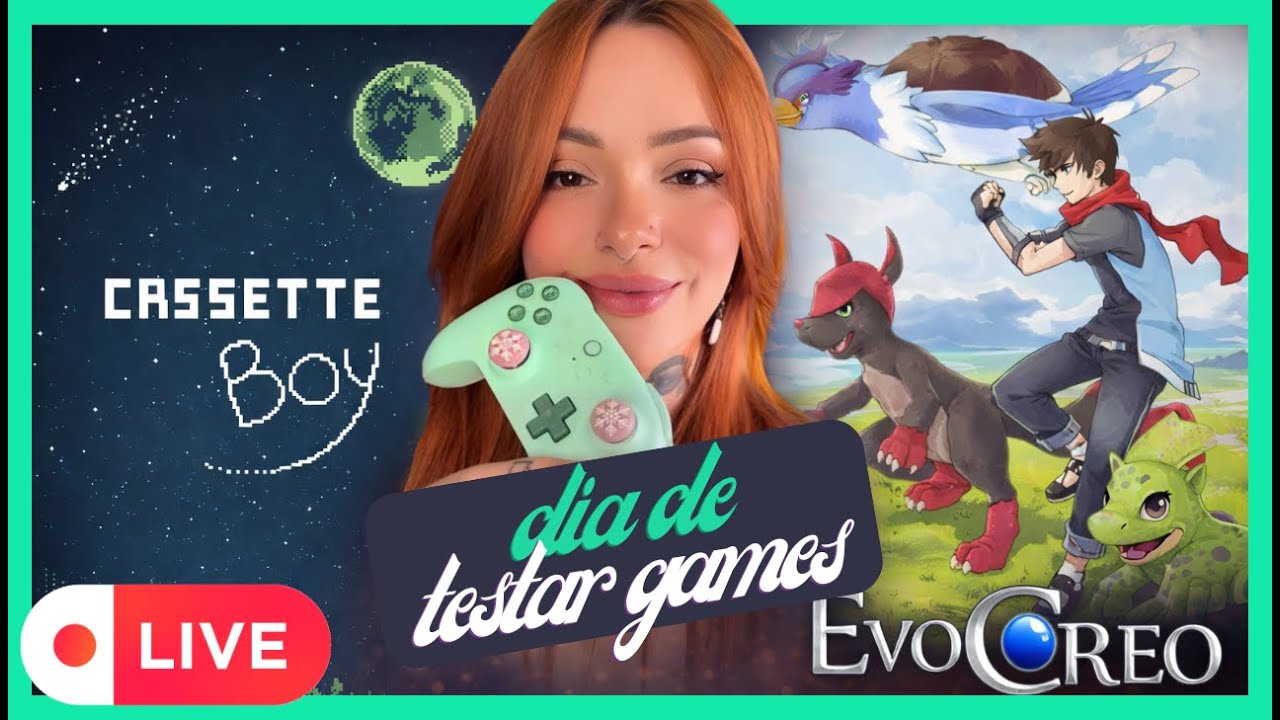 DIA DE TESTAR JOGUINHOS | Cassette Boy & EvoCreo | Carinha de PKMN RETRÔ (Live Infinita #72)