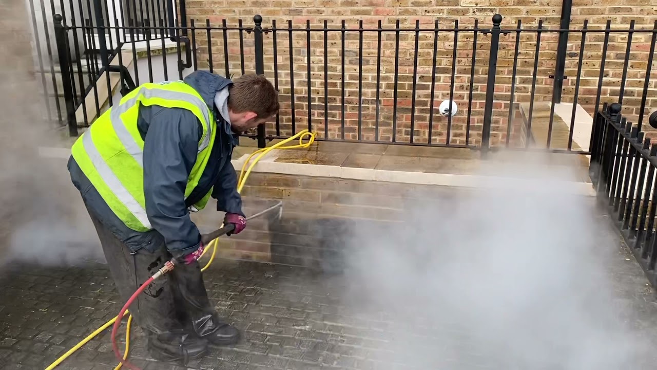 DOFF Steam Cleaning Demonstration &ndash; Watch Exterior Surfaces Transform (Render &bull; Roof &bull; Stone &bull; Brick