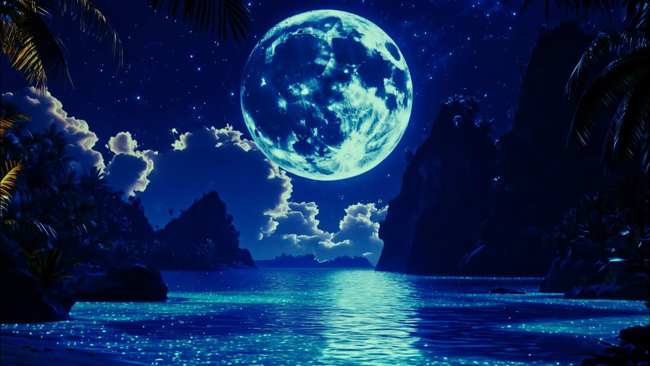 Moonlit Ocean Waves | Calm Night Ambience