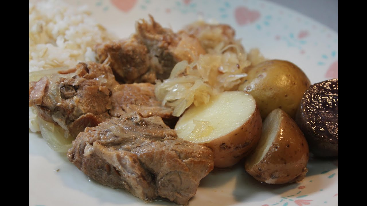Slow Cooker Pork Roast and Sauerkraut Dinner
