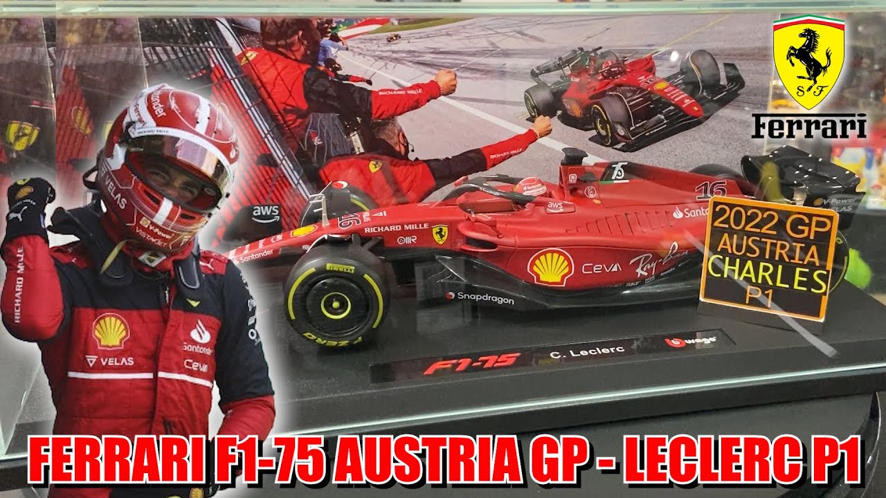 FERRARI F1-75 AUSTRIA GP 2022 - CHARLES LECLERC P1! Bburago 1/18