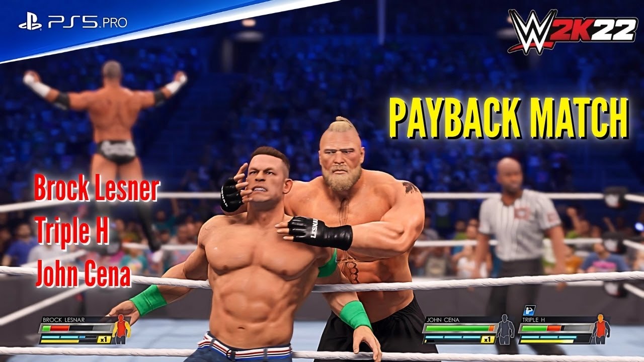 WWE 2K22 | Brock Lesnar vs Triple H – Payback Showdown with John Cena Surprise 💥🔥