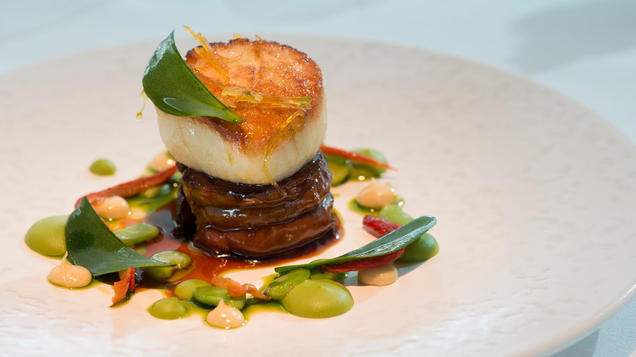 Tony Fleming's scallop with Meantime Pale Ale braised breast of lamb