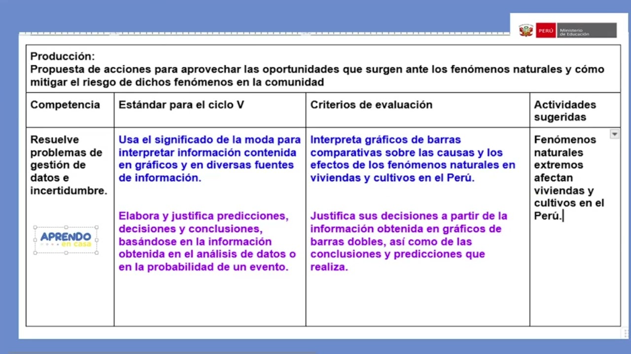 Elaboración de criterios de evaluación: primaria matemática (aprendo en casa)