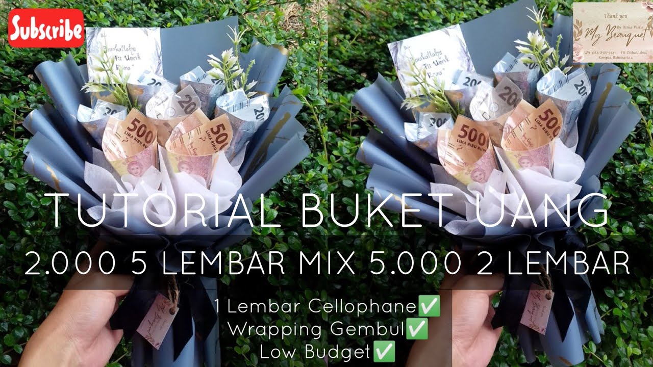 BUKET UANG 2.000 5 LEMBAR MIX 5.000 2 LEMBAR || Cuma Pakai 1 Cellophane Hasilnya Gembul & Cantik😍