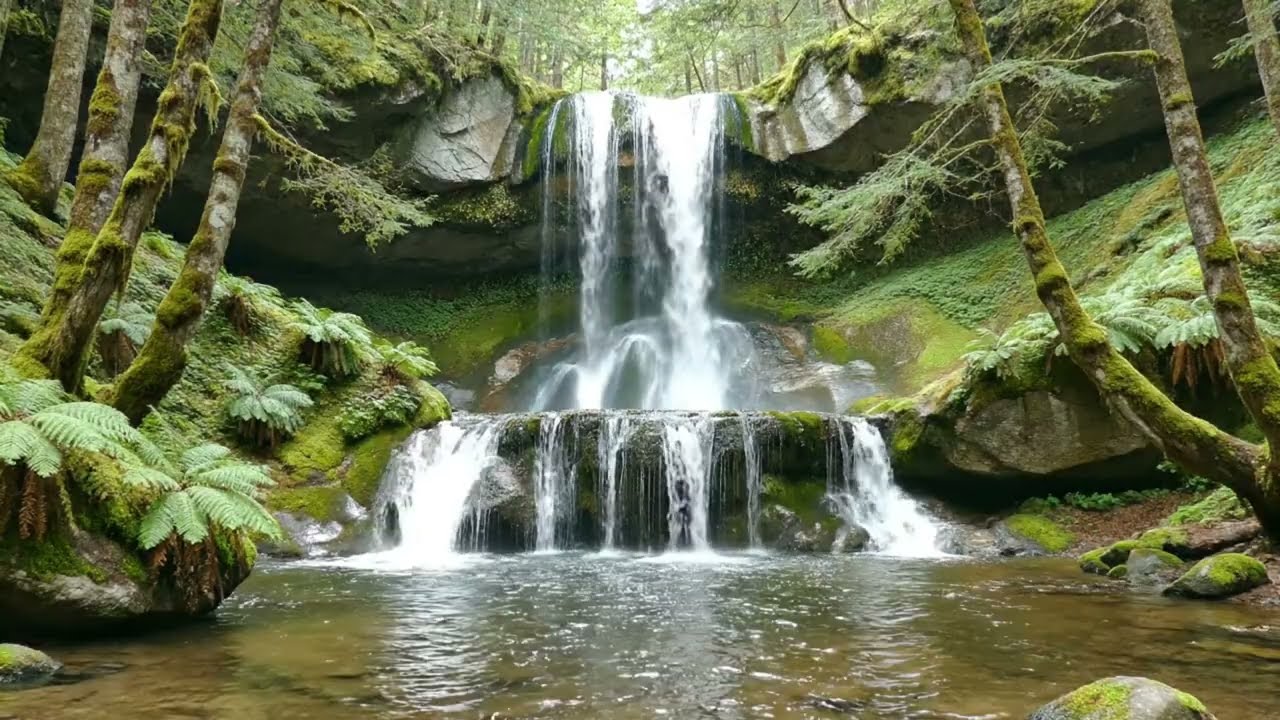 Peaceful Forest Waterfall (1.5 Hours)💧 Calm Nature Ambience for Study, Meditation & Sleep